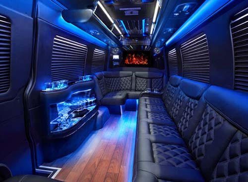 party van with laser lights