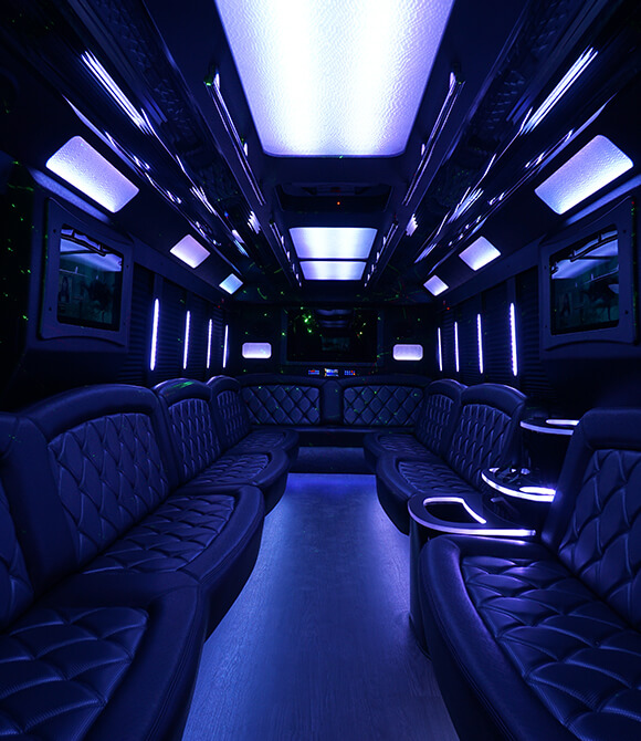 spacious party bus interior