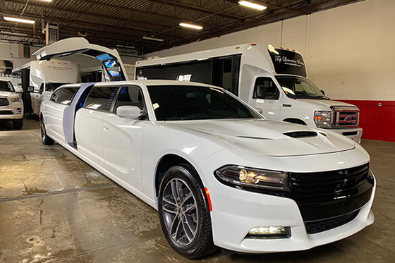 white limo with jet doors