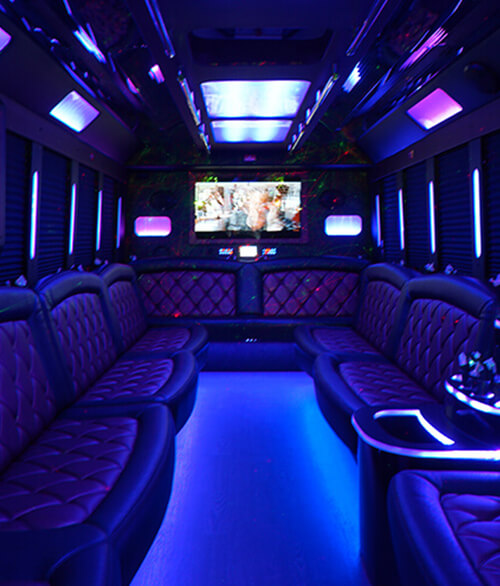 mid-size fort worth limo bus interior